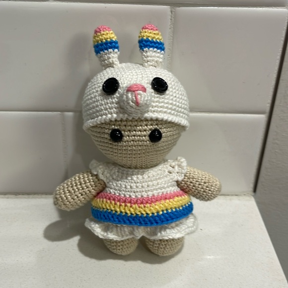 Hand Crafted Other - Handcrafted Doll in Bunny Rabbit Dress Easter Holiday Decor Crochet Toy